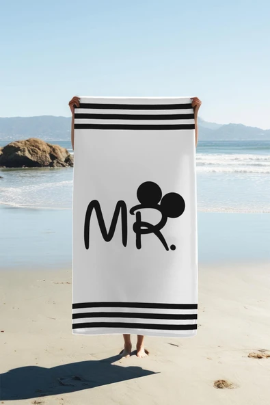 Dijital Baskı Plaj Deniz Havlusu Mr Mickey Desenli Peştamal HVL0102 RENKLİ 80 X 160 ürün görseli 1