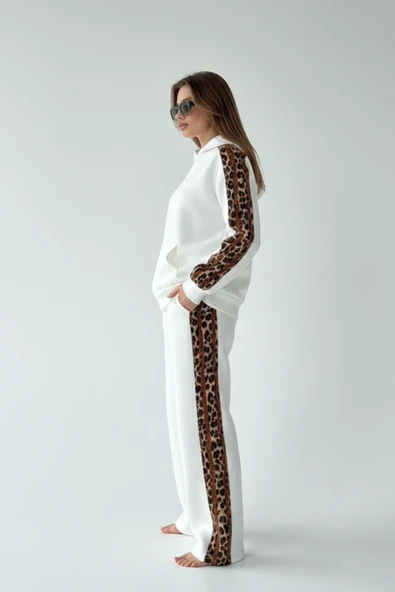 Leopar Detaylı Oversize Eşofman Takımı - Resim 9