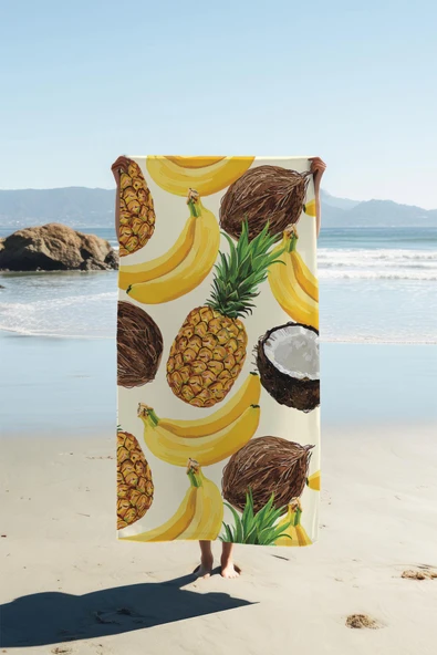 Dijital Baskı Plaj Deniz Havlusu Ananas Desenli Peştamal HVL0021 RENKLİ 80 X 160 ürün görseli 1