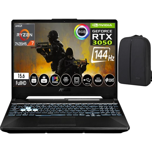Tuf Gaming A15 Amd Ryzen 7 7435HS 8 GB 2 Tb SSD RTX3050 144hz 15.6" WIN11 Pro Fullhd Gaming Laptop ürün görseli 1