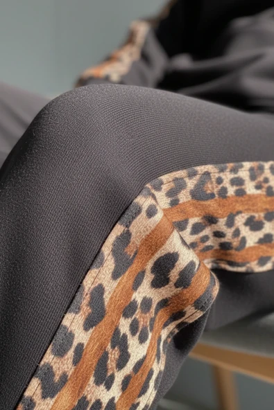 Leopar Detaylı Oversize Eşofman Takımı - Resim 4