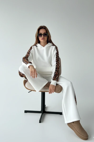 Leopar Detaylı Oversize Eşofman Takımı - Resim 12