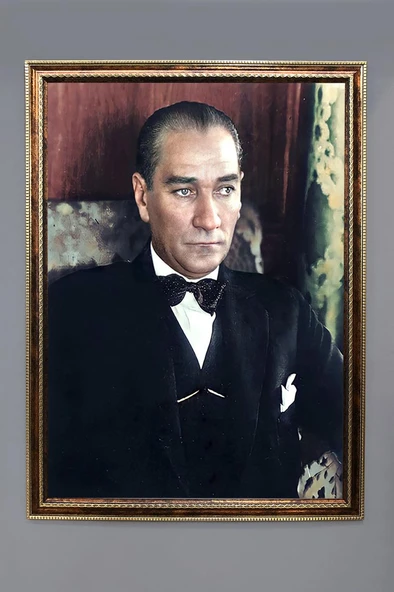 Atatürk Portresi Dijital Baskılı Kadife Kumaş Çerçeveli Tablo TBL0043 RENKLİ 50 X 70 ürün görseli 1