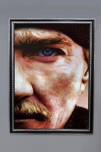 Atatürk Portresi Dijital Baskılı Kadife Kumaş Çerçeveli Tablo TBL0049 RENKLİ 50 X 70 ürün görseli 1