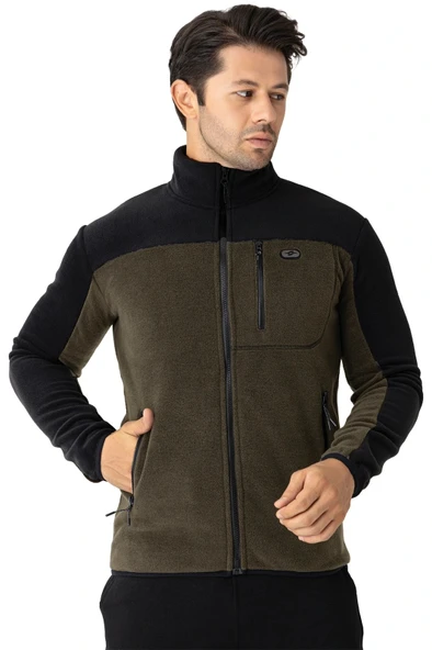 Crozwise Erkek Tam Fermuarlı Polar Sweat Haki 6051-04 ürün görseli 1