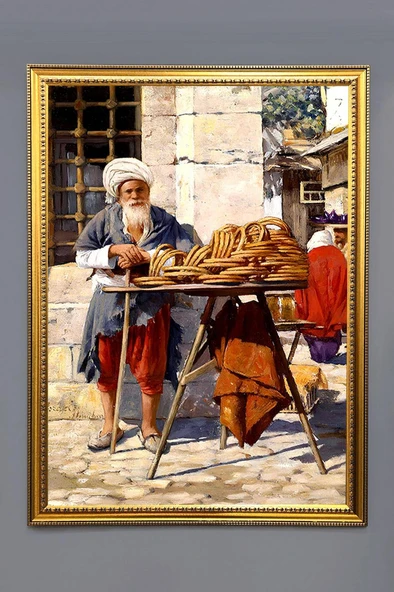 Simit Satan Adam Desenli Dijital Baskılı Kadife Kumaş Çerçeveli Tablo TBL0016 RENKLİ 50 X 70 ürün görseli 1