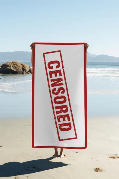 Dijital Baskı Plaj Deniz Havlusu Censored Desenli Peştamal HVL0012 RENKLİ 80 X 160 ürün görseli 1