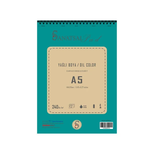 Sanatsal Pad Yağlı boya Defteri A5 240gr 12 Yaprak Spiralli ürün görseli 1