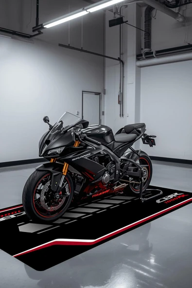 CBR 1000RR Motor Matı Süngerli Kaymaz Dot Taban Dijital Baskı Motor Halısı MTR0007 RENKLİ 120 X 260 ürün görseli 1