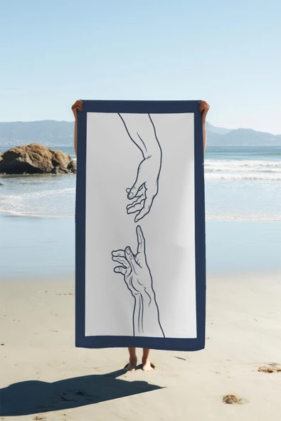 Dijital Baskı Plaj Deniz Havlusu Modern Desenli Peştamal HVL0090 RENKLİ 80 X 160 ürün görseli 1