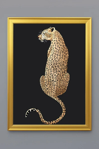 Leopar Figürlü Dijital Baskılı Kadife Kumaş Çerçeveli Tablo TBL0035 RENKLİ 50 X 70 ürün görseli 1