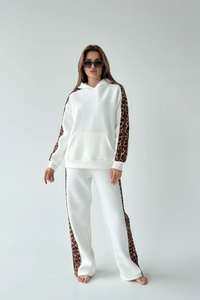 Leopar Detaylı Oversize Eşofman Takımı - Resim 11