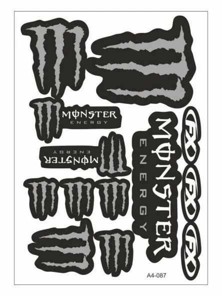 MONSTER STİCKER SETİ SİYAH ürün görseli 1