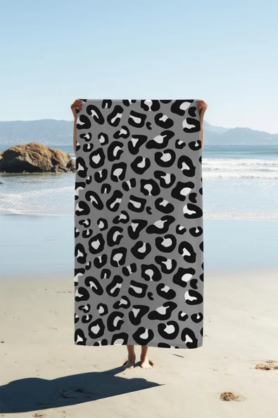 Dijital Baskı Plaj Deniz Havlusu Leoparlı Desen Peştamal HVL0016 RENKLİ 80 X 160 ürün görseli 1
