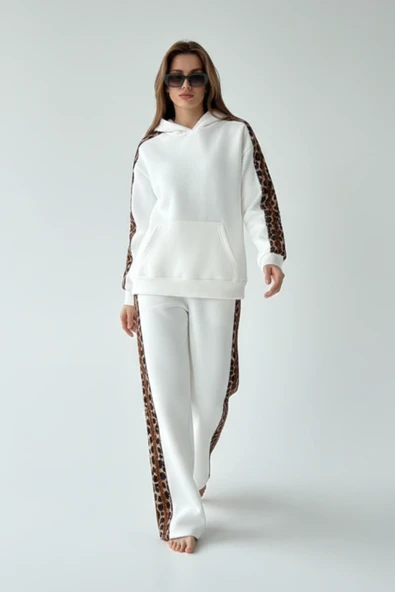 Leopar Detaylı Oversize Eşofman Takımı - Resim 7