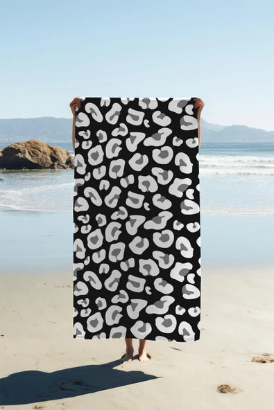 Dijital Baskı Plaj Deniz Havlusu Leoparlı Desen Peştamal HVL0018 RENKLİ 80 X 160 ürün görseli 1