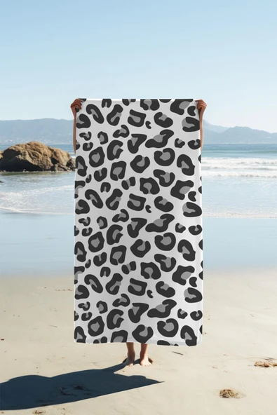 Dijital Baskı Plaj Deniz Havlusu Leoparlı Desen Peştamal HVL0017 RENKLİ 80 X 160 ürün görseli 1