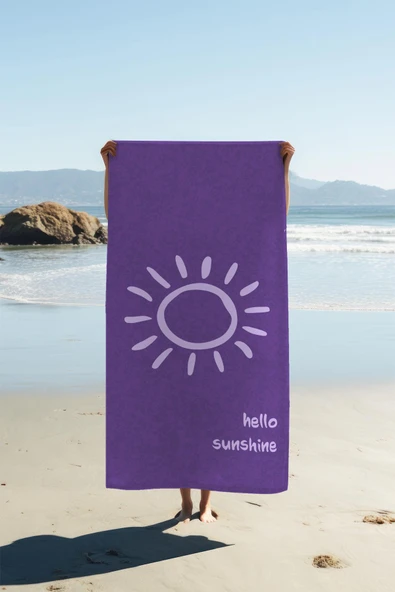 Dijital Baskı Plaj Deniz Havlusu Hello Sunshine Desenli Peştamal HVL0005 RENKLİ 80 X 160 ürün görseli 1