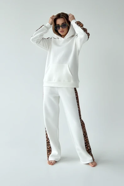 Leopar Detaylı Oversize Eşofman Takımı - Resim 10