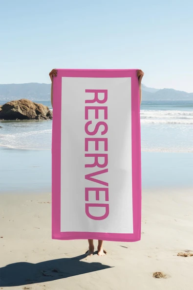Dijital Baskı Plaj Deniz Havlusu Reserved Desenli Peştamal HVL0010 RENKLİ 80 X 160 ürün görseli 1