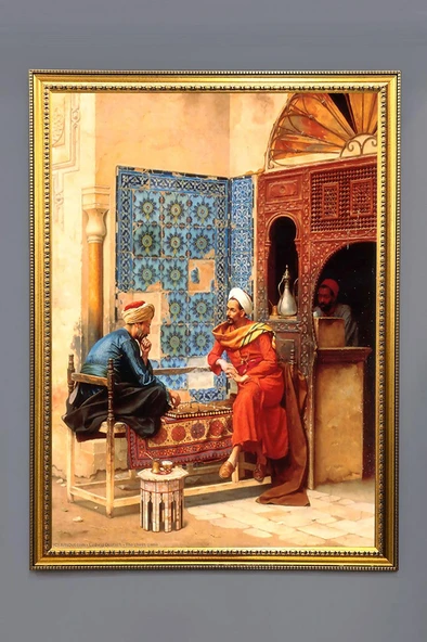 Satranç Oynayanlar Desenli Dijital Baskılı Kadife Kumaş Çerçeveli Tablo TBL0023 RENKLİ 50 X 70 ürün görseli 1