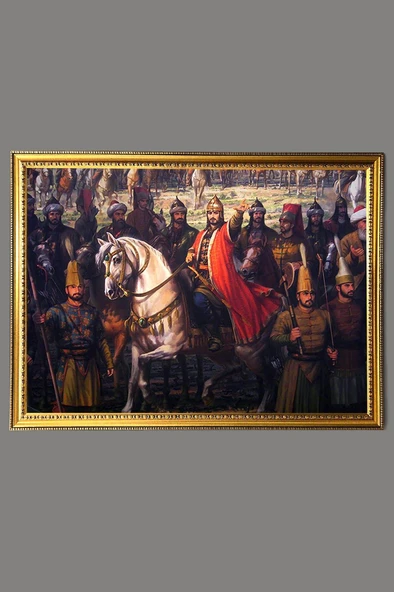Fatih İstanbulun Fethi Desenli Dijital Baskılı Kadife Kumaş Çerçeveli Tablo TBL0022 RENKLİ 50 X 70 ürün görseli 1
