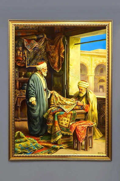 Halı Satıcısı Desenli Dijital Baskılı Kadife Kumaş Çerçeveli Tablo TBL0073 RENKLİ 50 X 70 ürün görseli 1