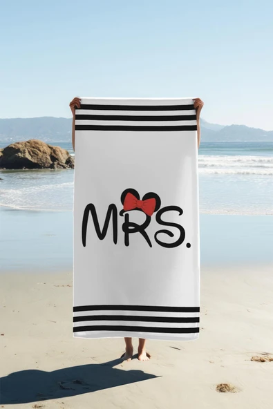 Dijital Baskı Plaj Deniz Havlusu Mrs Mickey Desenli Peştamal HVL0101 RENKLİ 80 X 160 ürün görseli 1