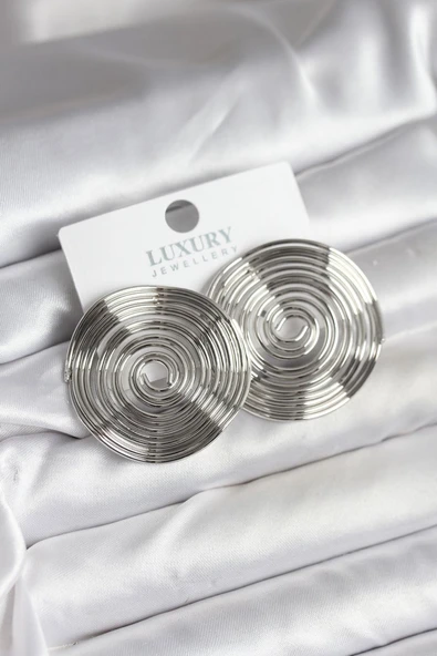 Pirinç Gümüş Renk Circle Model Kadın Küpe - TJ-BKP11436 ürün görseli 1