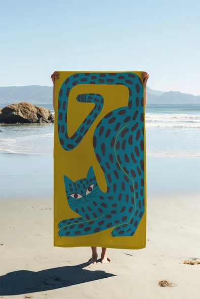Dijital Baskı Plaj Deniz Havlusu Leopar Desenli Peştamal HVL0136 RENKLİ 80 X 160 ürün görseli 1