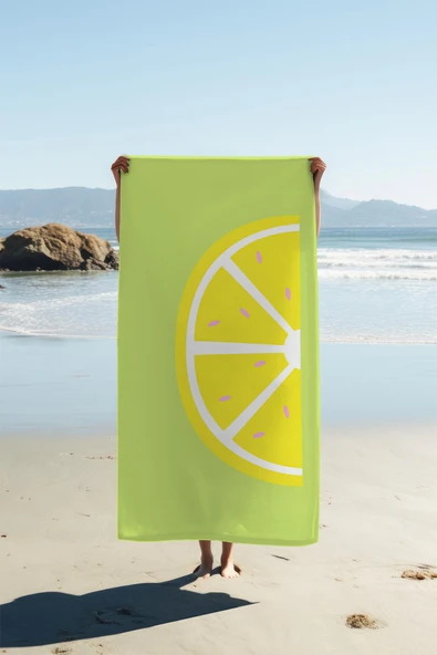 Dijital Baskı Plaj Deniz Havlusu Limon Desenli Peştamal HVL0162 RENKLİ 80 X 160 ürün görseli 1