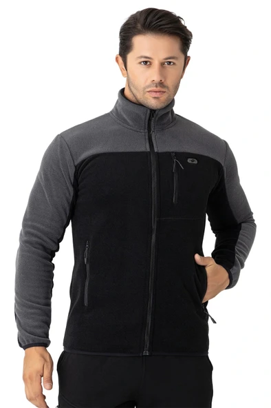 Crozwise Erkek Tam Fermuarlı Polar Sweat Siyah 6051-10 ürün görseli 1