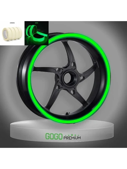 GECE YANAN DOĞAL RENK FOSFORLU 7cm x 7m LÜKS 1 SET JANT ŞERİDİ ürün görseli 1