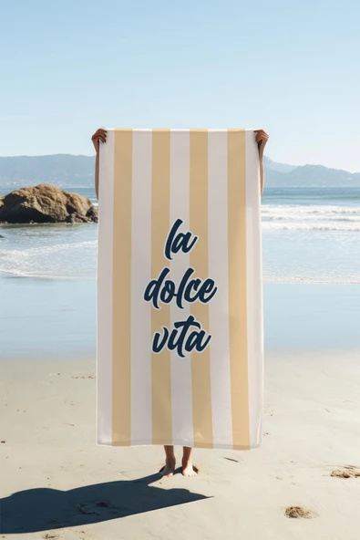 Dijital Baskı Plaj Deniz Havlusu Dolce Vita Desenli Peştamal HVL0219 RENKLİ 80 X 160 ürün görseli 1