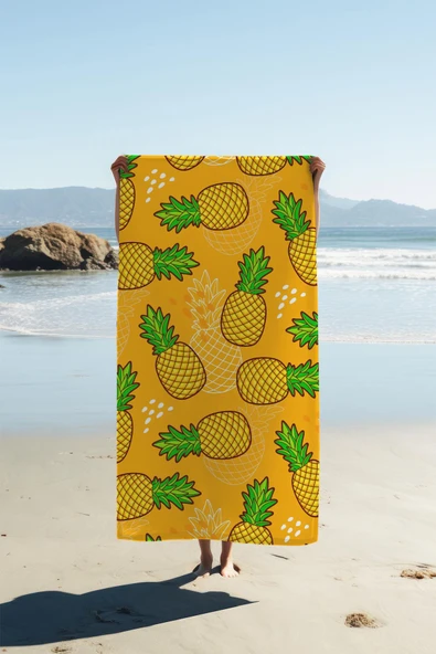 Dijital Baskı Plaj Deniz Havlusu Ananas Desenli Peştamal HVL0165 RENKLİ 80 X 160 ürün görseli 1