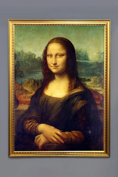 Mona Lisa Desenli Dijital Baskılı Kadife Kumaş Çerçeveli Tablo TBL0033 RENKLİ 50 X 70 ürün görseli 1