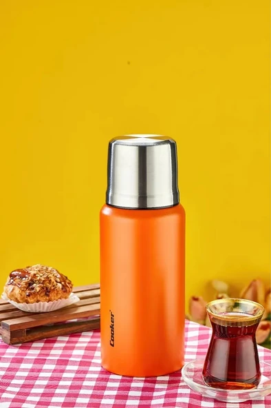 1 Litre Çift Katlı Çelik Termos-24 Saat Sıcak, 48 Saat Soğuk,(Kamp, Piknik, Ofis, Seyahat) ürün görseli 1