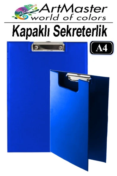 A4 Mavi Kapaklı Sekreterlik 1 Adet Renkli Klipsli Metal Mekanizmalı 80 Yaprak Kapasiteli Ofis Büro ürün görseli 1