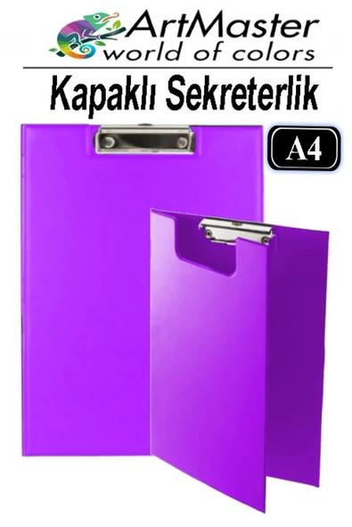 A4 Mor Kapaklı Sekreterlik 1 Adet Renkli Klipsli Metal Mekanizmalı 80 Yaprak Kapasiteli Ofis Büro ürün görseli 1