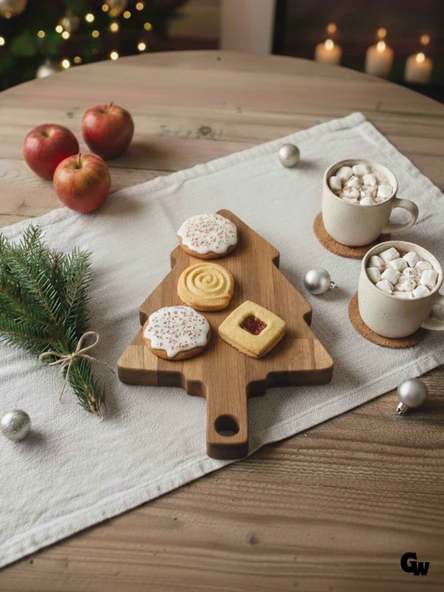 Yılbaşı Sunum Tahtası Noel Çam Ağacı Doğal Ahşap Sunum Tabağı(KAYIN / GÜRGEN) Ahşap Rengi AHŞAP - 2 ADET ürün görseli 1