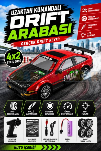 Uzaktan Kumandalı Drift Arabası Racing Car Drift - Işıklı Ful Drift Araba RC Araba - RC Araç ürün görseli 1