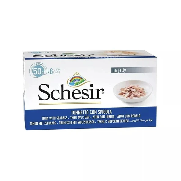 Schesir ton balıklı ve levrekli jelly kedi yaş maması 50gr 6lı kedi konserve ıslak mama ürün görseli 1