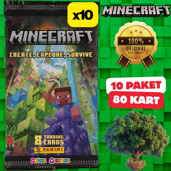 Orijinal Minecraft Treadin Card (10 Paket) - Minecraft Oyun Kartları - Minecraft Koleksiyonluk Kartı Minecraft Kart ürün görseli 1