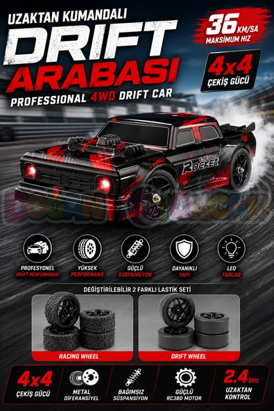 Professional 4WD Ejekctor Rocket Drift Car - Profesyonel Drift Arabası Buharlı Drift Araba Uzaktan Kumandalı ürün görseli 1
