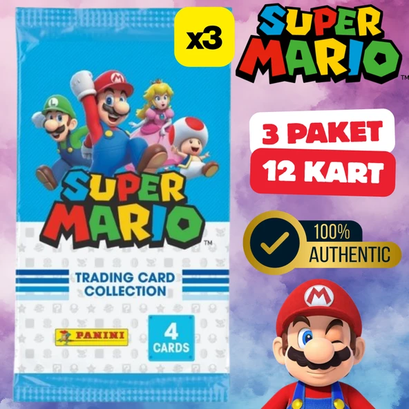 Orijinal Süper Mario Treadin Card (3 Paket) - Süper Mario Oyun Kartları - Süper Mario Koleksiyonluk Kartı ürün görseli 1