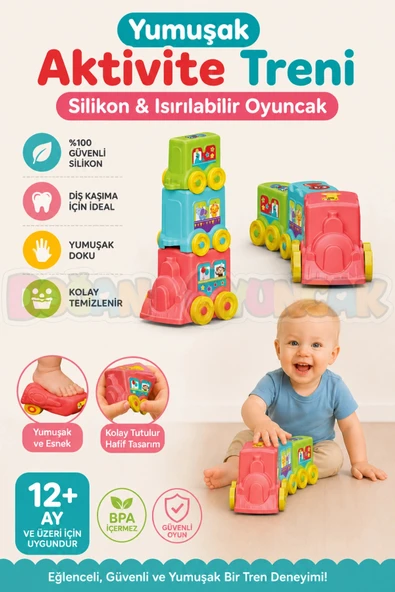 Yumuşak Aktivite Treni - Bebek Oyuncakları - Üst Üste Dizme Eğitici Oyuncak - Soft Lego Tren Oyuncakları ürün görseli 1