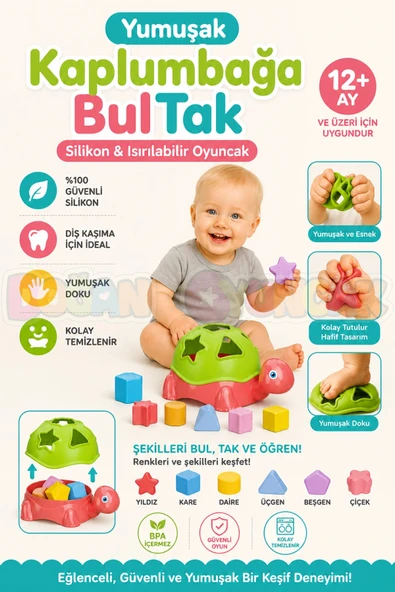 Yumuşak Kaplumbağa BulTak - Bebek Oyuncakları - Bultak Oyuncak Eğitici Oyuncak - Yumuşak Lego - Soft Lego ürün görseli 1