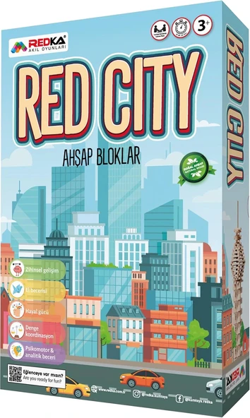 Red City Ahşap Bloklar - Ahşap Oyuncaklar - Ahşap Lego Oyunu - Redka Redcity - Ahşap Seti ürün görseli 1
