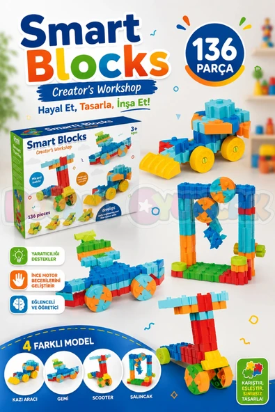 Smart Blocks Lego (136 Parça) - Smart Lego - Smart Bloklar Küçük Bloklar - Legolar Oyuncak Eğitici Lego ürün görseli 1