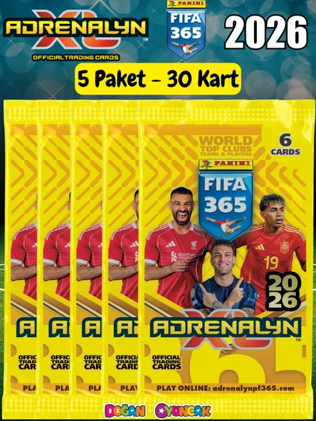 Panini FIFA 365 Adrenalyn XL 2026 Trading Kart (5 Paket) - Futbolcu Kartları - Trading Oyuncu Kartı - Fifa Oyuncu Kartı ürün görseli 1